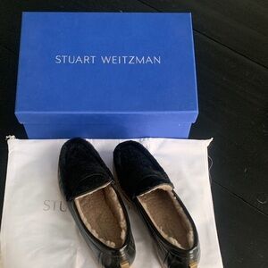 Stuart Weitzman Black Loafers with Gold Detail